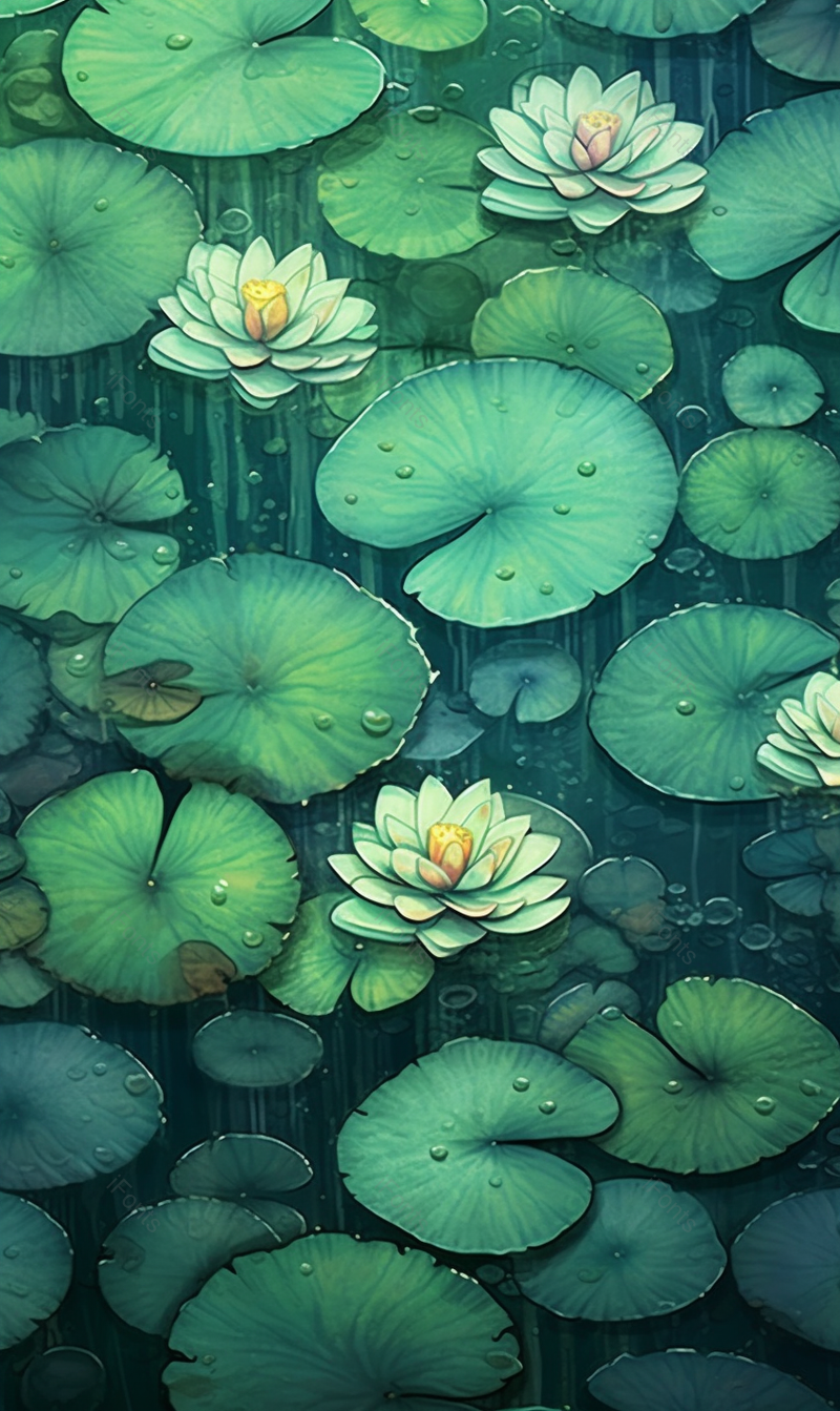 二十四节气夏至夏季雨后水珠荷花荷叶开花绿色插画,插画/手绘图,插画/手绘图库,插画/手绘图下载,插画/手绘